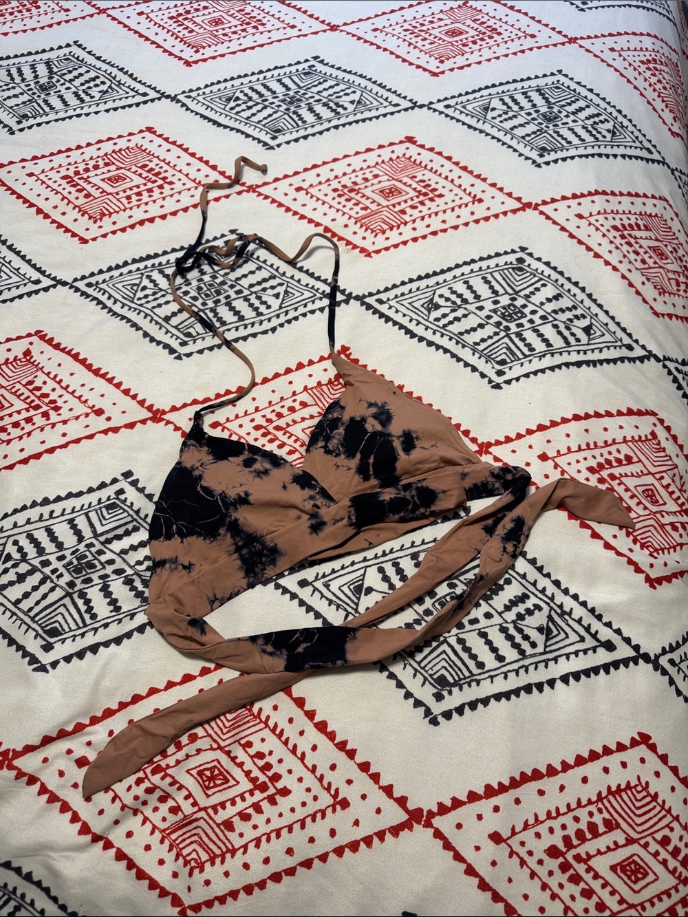 Dippin' Daisy's Brown and Black Tie-Dye Bikini Top